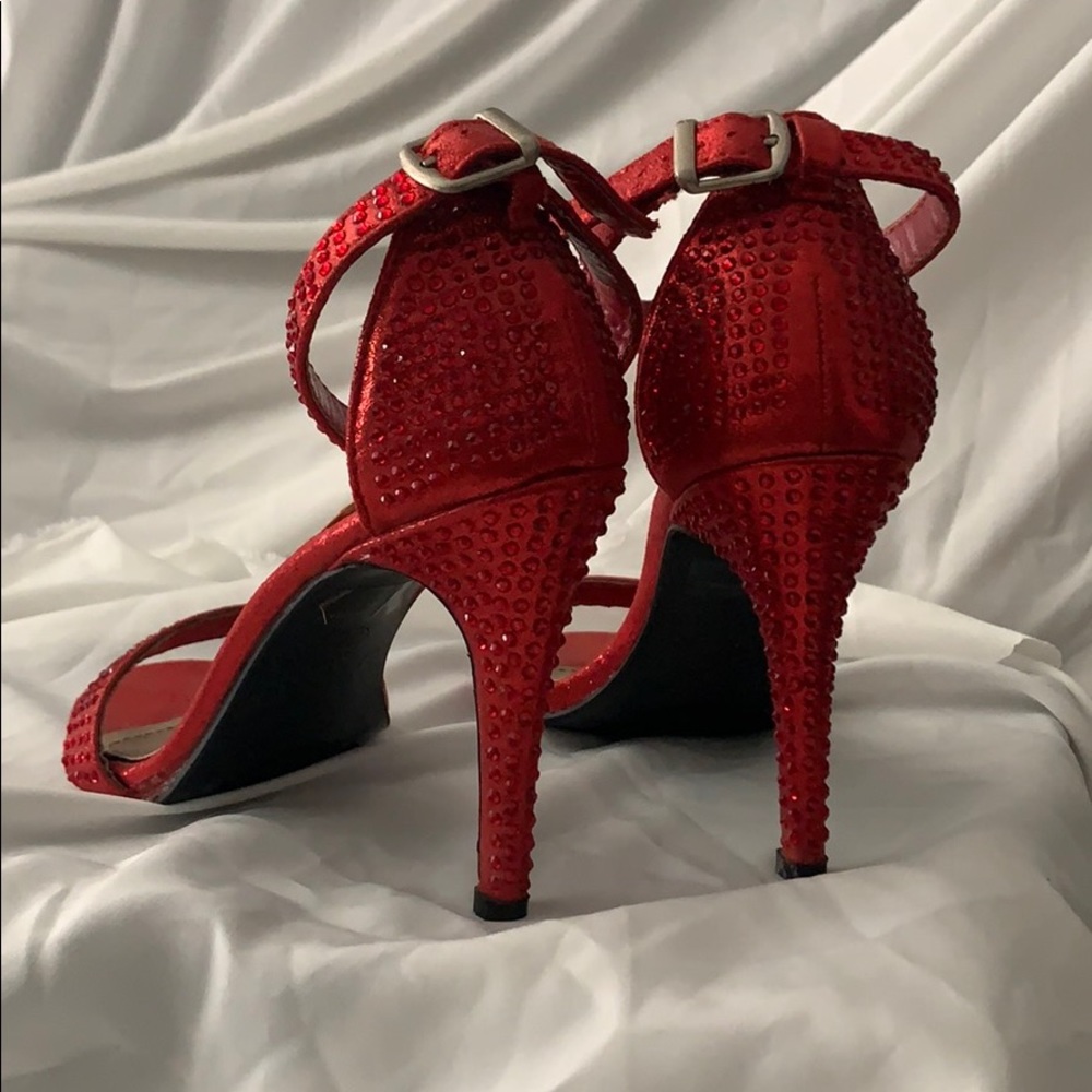 Ruby Red Rhinestone high heels - Picture 3 of 4